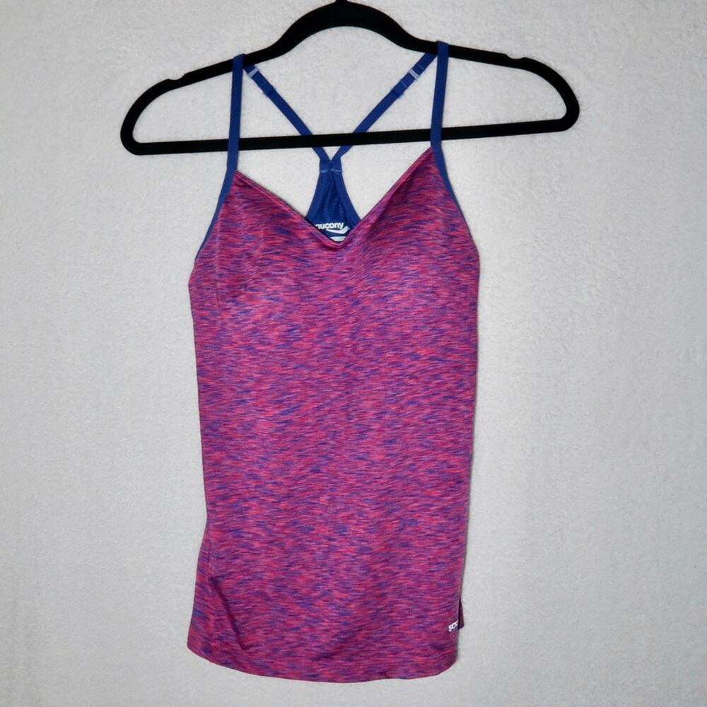 Saucony Womens Strider Tank Top Run Dry Racerback Y Strap Snake Purple Medium
